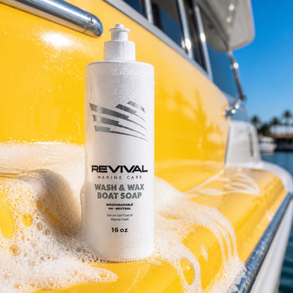 Revival Wash & Wax boat Shampoo para limpieza de embarcaciones.